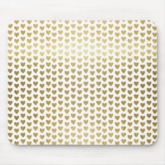 Faux Gold Foil Hearts Patroon Modern Muismat (Voorkant)