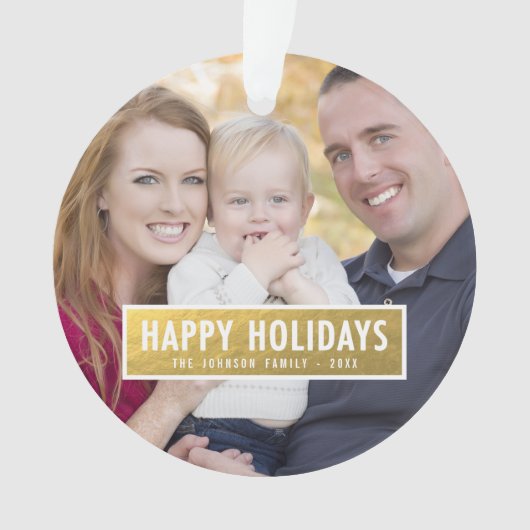 FAUX GOLD FOIL HOLIDAY FOTO ORNAMENT (voorkant)