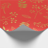 Faux Gold Foil Holiday Red Cadeaupapier (Hoek)