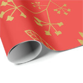 Faux Gold Foil Holiday Red Cadeaupapier (Rol Hoek)