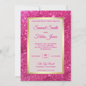 Faux Gold Foil Hot Pink Glitter Weddenschap Kaart (Voorkant)