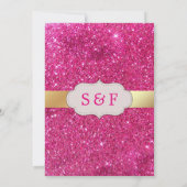 Faux Gold Foil Hot Pink Glitter Weddenschap Kaart (Achterkant)