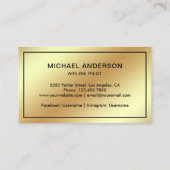 Faux Gold Foil Jet Vliegtuig Vliegtuigpiloot Visitekaartje (Achterkant)