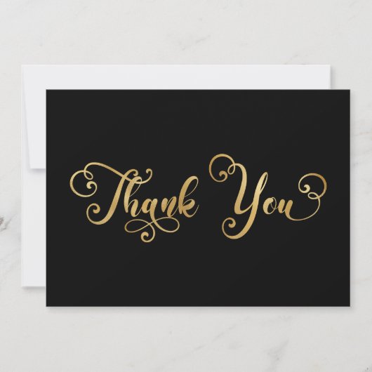 Faux Gold Foil kalligrafie Decoratief Black Bedankkaart (Voorkant)