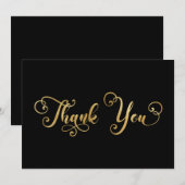 Faux Gold Foil kalligrafie Decoratief Black Bedankkaart (Voorkant / Achterkant)