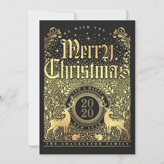 Faux Gold Foil Kerst Kaarten - Gelukkig Nieuwjaar (Voorkant)