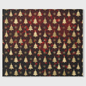 Faux Gold Foil kerstbomen en rode bokeh Cadeaupapier (Vlak)