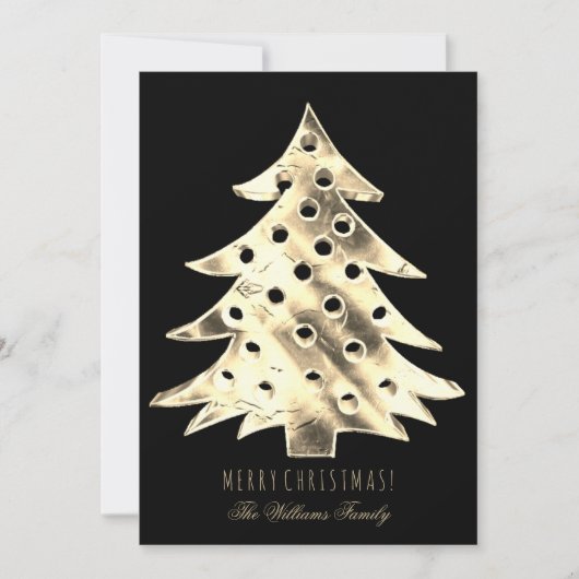 Faux Gold Foil kerstboom Moderne Elegant Black Kaart (Voorkant)