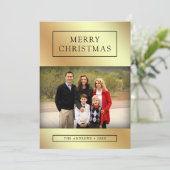 Faux Gold Foil - kerstfamilie - Foto Feestdagenkaart (Staand voorkant)