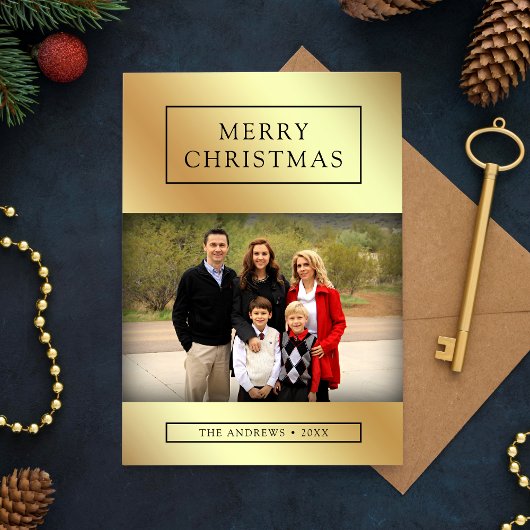 Faux Gold Foil - kerstfamilie - Foto Feestdagenkaart