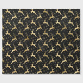 Faux Gold Foil-kerstrender & Black bokeh Cadeaupapier (Vlak)