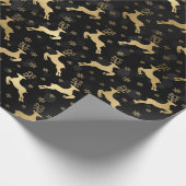 Faux Gold Foil-kerstrender & Black bokeh Cadeaupapier (Hoek)