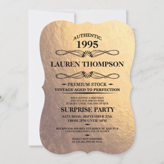 Faux Gold Foil Label Party - Uitnodigingen (Voorkant)