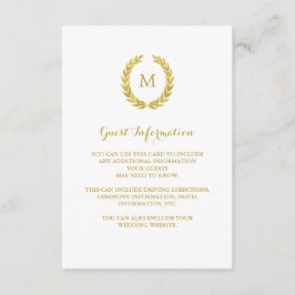 Faux Gold Foil Laurel krans Gastinformatie Informatiekaartje