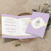 Faux Gold Foil Lavender Damask Muslim Weduwschap