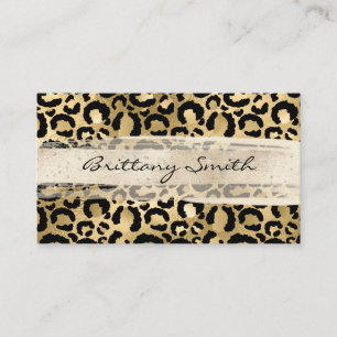 Faux Gold Foil Leopard Champagne Bruske Visitekaartje