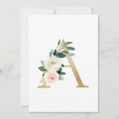 Faux Gold Foil Letter A Blush Floral Monogram Kaart (Voorkant)