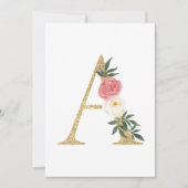 Faux Gold Foil Letter A Blush Floral Monogram Kaart (Voorkant)
