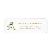 Faux Gold Foil Letter A Monogram  Florals Etiket (Voorkant)