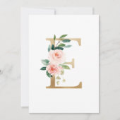 Faux Gold Foil Letter E Blush Floral Monogram Kaart (Voorkant)