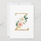 Faux Gold Foil Letter Z Blush Floral Monogram Kaart (Voorkant)