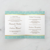 Faux Gold Foil Light Blauwgroen Damask Muslim Wedu (Binnen)