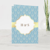 Faux Gold Foil Light Blue Damask Muslim Weduwen (Achterkant)