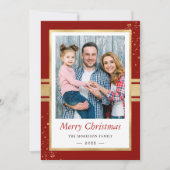 Faux Gold Foil Lijst Merry kerstfoto Feestdagenkaart (Voorkant)