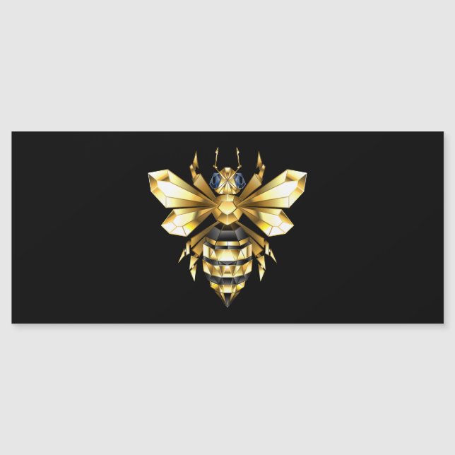 Faux Gold Foil Logo Bee Polygonaal op Zwart (Voorkant)
