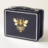 Faux Gold Foil Logo Bee Polygonaal op Zwart (Achterkant)