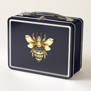 Faux Gold Foil Logo Bee Polygonaal op Zwart