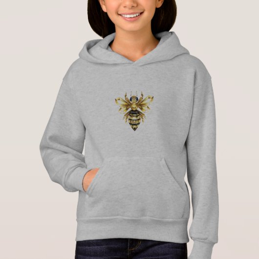 Faux Gold Foil Logo Bee Polygonaal op Zwart (Voorkant)