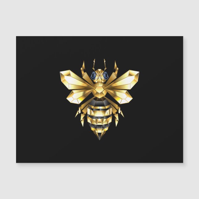 Faux Gold Foil Logo Bee Polygonaal op Zwart (Voorkant)