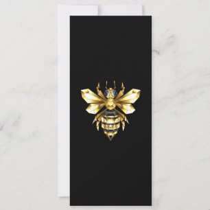 Faux Gold Foil Logo Bee Polygonaal op Zwart Aankondiging