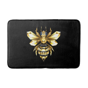 Faux Gold Foil Logo Bee Polygonaal op Zwart Badmat