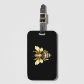 Faux Gold Foil Logo Bee Polygonaal op Zwart Bagagelabel (Voorkant (verticaal))