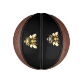 Faux Gold Foil Logo Bee Polygonaal op Zwart Basketbal (Verticaal)