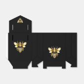 Faux Gold Foil Logo Bee Polygonaal op Zwart Bedankdoosjes (Uitgevouwen)