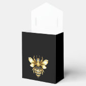 Faux Gold Foil Logo Bee Polygonaal op Zwart Bedankdoosjes (Geopend)