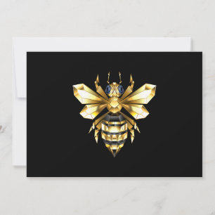 Faux Gold Foil Logo Bee Polygonaal op Zwart Bedankkaart
