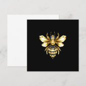 Faux Gold Foil Logo Bee Polygonaal op Zwart Bedankkaart (Voorkant / Achterkant)