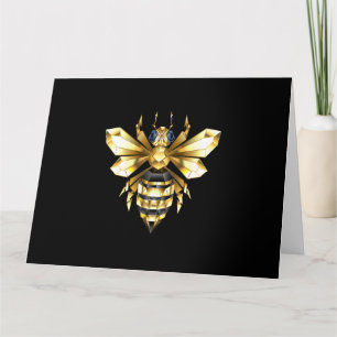Faux Gold Foil Logo Bee Polygonaal op Zwart Bedankkaart