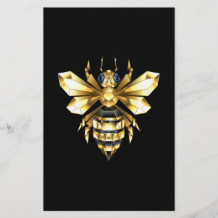 Faux Gold Foil Logo Bee Polygonaal op Zwart Briefpapier
