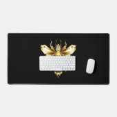 Faux Gold Foil Logo Bee Polygonaal op Zwart Bureaumat (Keyboard & Muis)