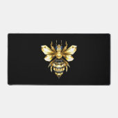 Faux Gold Foil Logo Bee Polygonaal op Zwart Bureaumat (Voorkant)