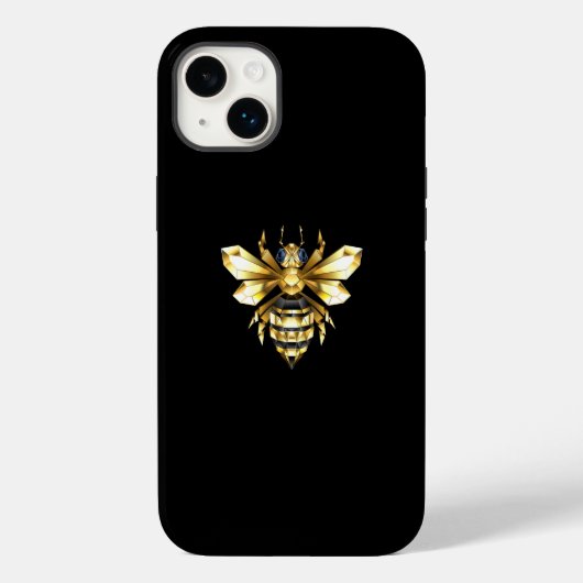 Faux Gold Foil Logo Bee Polygonaal op Zwart Case-Mate iPhone Case (Achterkant)