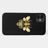 Faux Gold Foil Logo Bee Polygonaal op Zwart Case-Mate iPhone Case (Achterkant (horizontaal))
