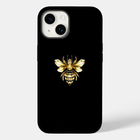 Faux Gold Foil Logo Bee Polygonaal op Zwart Case-Mate iPhone Case (Achterkant)