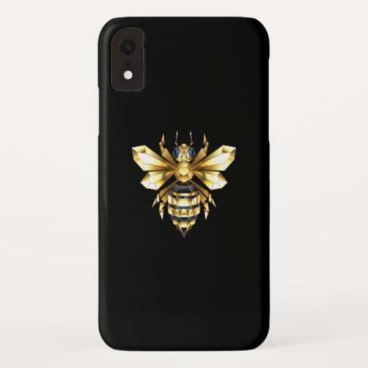 Faux Gold Foil Logo Bee Polygonaal op Zwart Case-Mate iPhone Case (Achterkant)