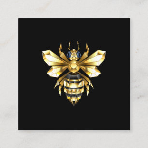 Faux Gold Foil Logo Bee Polygonaal op Zwart Contactkaartje